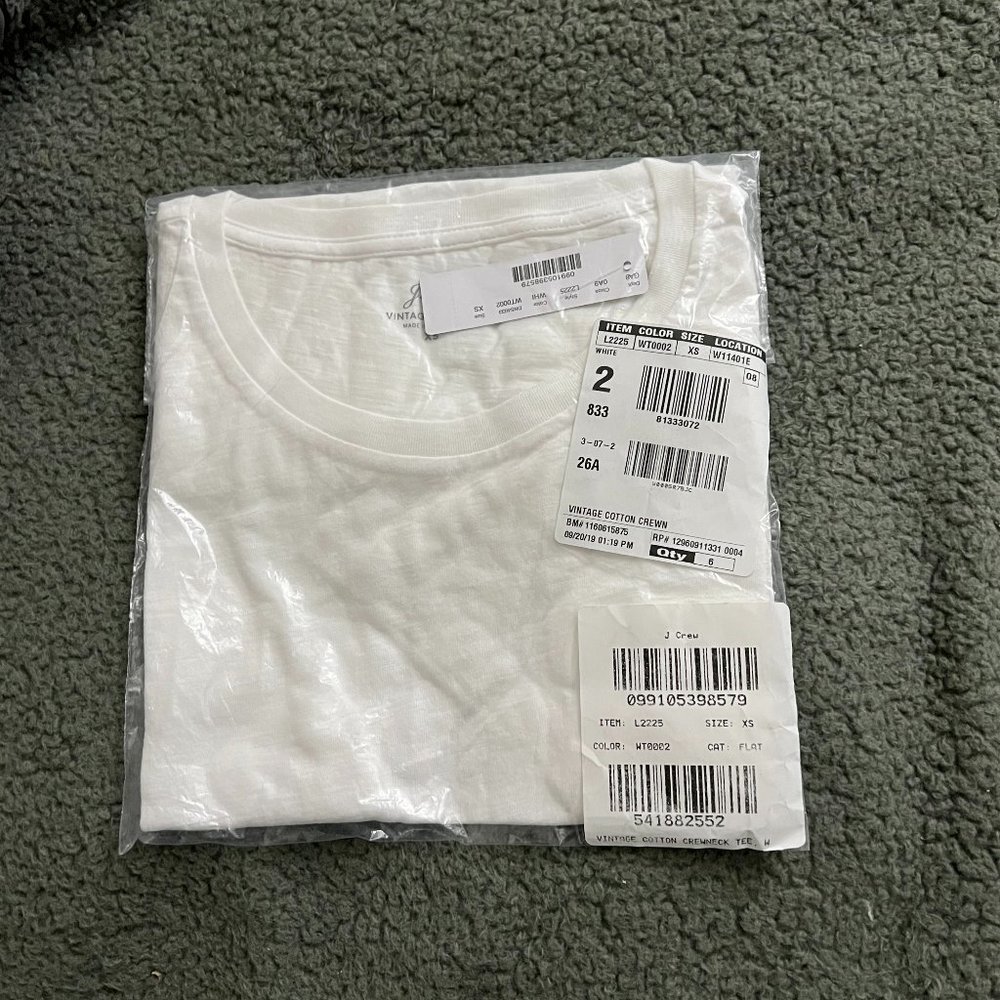 J Crew Vintage T-shirt, Size XS, White, NWT